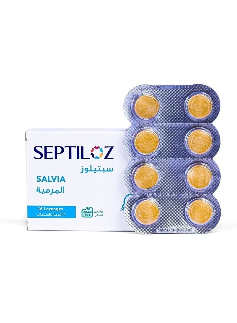 Septilose Sage (Salvia) Sugar-Free Lozenges - For Voice and Throat Care - 16 Lozenges